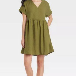 Universal Thread Olive Smock Short Sleeve Dress